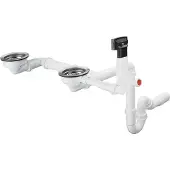 Hansgrohe - Afvoer- en overloopgarnituur voor dubbele spoelbak graniet, chroom 43928000