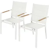 Oviala - Set van 2 tuinstoelen in aluminium en wit textileen - Ciotat