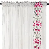 HOMEDE - Gordijn - DARLA met Geborduurde Bloemen - 140x250 cm