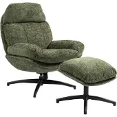 Molecule Groene Moderne Fauteuil Met Voetbank 817VE Draaibare Basis