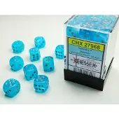 Chessex Lichtgevende Hemel/Zilver D6 12mm Dobbelsteen Set (36 stuks)