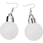 Marama - Oorbellen Kerstbal Wit-Glitter - Lichtgewicht