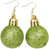 Marama - Oorbellen Kerstbal Groen-Glitter - Lichtgewicht