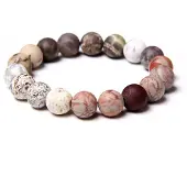 Marama - armband Terra Earth - matte ronde kralen - halfedelsteen - elastisch