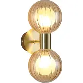 Searchlight Wandlamp Lumisphere, dimbaar, messing / goud, Badkamer, Glas, Wandlamp