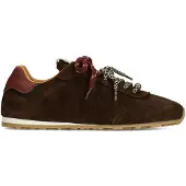 Manfield Bruine suède sneakers met dubbele vetersluiting | Maat 38