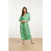Smashed Lemon 25082 satin maxi jurk met te dierenprint |