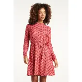 Smashed Lemon Stretchstof lippenprint jurk in rood en roze |