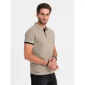 OMBRE Poloshirt heren korte mouw kaki karmoy