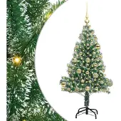 vidaXL - Kunstkerstboom - Sneeuw - Gevlokt - met - LED - Licht - Groen - en - Wit - 120 - cm