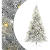 vidaXL Kunststof Voorverlichte Kerstboom met 300 LED Zilver 210 cm PET