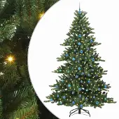 vidaXL - Kunstmatige - Hinged - Kerstboom - met - 300 - LED - 240 - cm - PVC