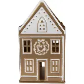 Clayre & Eef Waxinelichthouder Huis 12x11x22 cm Goudkleurig Metaal