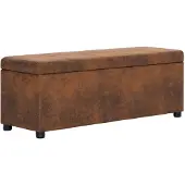 vidaXL Bankje met opbergvak 116 cm kunstsuède bruin