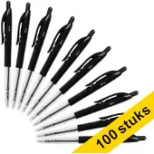 123inkt balpen met drukknop zwart voordeelpak (100 stuks)