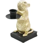 House Vitamin Candle holder mouse polyresin gold 8x10x17cm