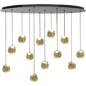 Highlight Hanglamp Melina 12 Lichts Zwart Met Amber Glas