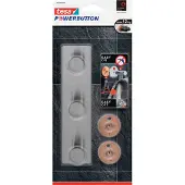 TESA Powerbutton hakenrek Classic, rvs, 2 of 3 haakjes, houdt tot max. 12 kg, 3 haken