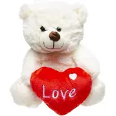 Duckiez Pluche beer - 23 cm - wit - knuffel met hartje - Love - cadeau Valentijn/moederdag