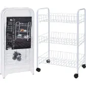 Excellent houseware Witte keuken trolley met manden op wielen - Opberg trolley