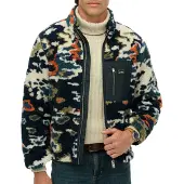 Superdry Fleece jas crème / donkerblauw / kaki / oranje