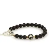 Heaven Eleven Armband natuursteen granaat met tibetaanse kraal en sterling zilveren sluiting