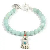 Heaven Eleven - dames armband - Leren wikkelarmband met Amazoniet kralen
