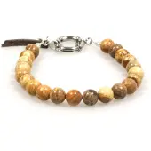 Heaven Eleven Men - Jaspis met Leer 8mm- 21cm