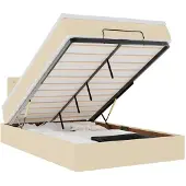 vidaXL Ottoman bed met matras 120x200cm stof crèmekleurig