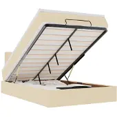 vidaXL Ottoman bed met matras 120x200cm stof crèmekleurig