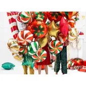Party Deco Partydeco - Folieballon Snoepje Groen Rood - 35 cm
