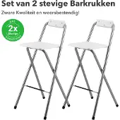 Bardi 2 x Inklapbare Barkruk Voor Statafel Wit – 100 Kg Draagvermogen