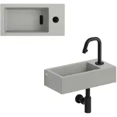 Clou Flush 3 fontein (grijs ker.) met Kaldur set (mat zwart)