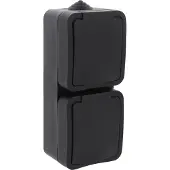 Ac Contactdoos | Opbouw | 2-voudig | Met Randaarde | Spatwaterdicht IP54 | Verticaal | Zwart - 00.946.50