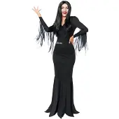 Amscan - Morticia Kostuum - Addams Family (maat M) Jurk en pruik - Let op! valt kleiner, geschikt voor maat S