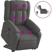 vidaXL Sta-op-massagestoel elektrisch verstelbaar stof donkergrijs