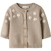 Name it BABY gebreid vest beige Meisjes Katoen Ronde hals Bloemen - maat 68