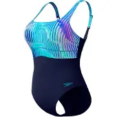Speedo Shaping Contoureclipse Printed Swimsuit Blauw UK 38 Vrouw