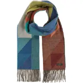 Fraas Sjaal blauw / limoen / smaragd / rood gemêleerd