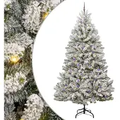 vidaXL Kunstkerstboom met 300 LED Groen en Wit 300 cm PVC en Metalen
