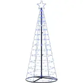 vidaXL LED kerstboom met 390 LED met grondpennen Blauw 250 cm IJzer