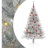 vidaXL Kunststof Voorverlichte Kerstboom met 150 LED Zilver 150 cm PET