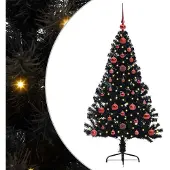 vidaXL Kunststof Voorverlichte Kerstboom met 150 LED Zwart 120 cm PVC