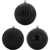 vidaXL Kerstbal Set XXL 3 st Zwart Ø 25 cm Kunststof LED's