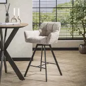 Dimehouse Set van 2 Barkrukken Lino Chenille Stof Rich Zand Draaibaar