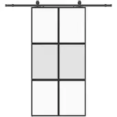 vidaXL Schuifdeur met beslagset 102,5x205 cm gehard glas zwart
