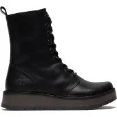 Fly london Dames Zwart RAMI043 Casual Leren Veter Enkellaarsjes