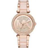 Michael Kors Parker dameshorloge Rose goud PVD armband kristal geplaveide wijzerplaat MK6176