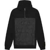 Lyle & Scott hybride interlock gitzwarte hoodie met panelen