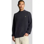 Lyle & Scott effen marineblauwe nachttrui met geribbelde halslijn